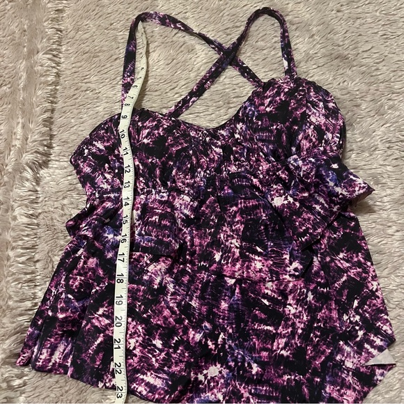 Torrid Wireless Tiered Flounce purple Tankini Top - Picture 8 of 9